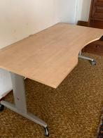 Verstelbaar Bureau - Eiken Blad, Metalen Onderstel, Ophalen, In hoogte verstelbaar, Gebruikt, Bureau