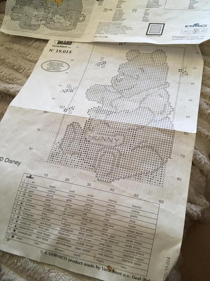 Losse patronen Paddington en Winney the Pooy., Hobby en Vrije tijd, Borduren en Borduurmachines, Gebruikt, Patroon, Handborduren