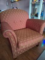 Roodbruine fauteuil met zgan bekleding, Huis en Inrichting, Fauteuils, Ophalen, Hout, Klassiek, 75 tot 100 cm