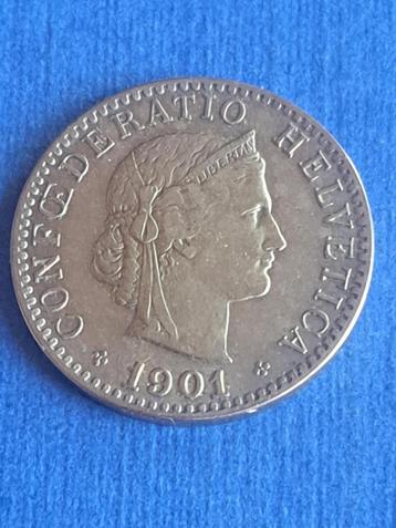 1901 Zwitserland 20 rappen, schaars beschikbaar voor biedingen