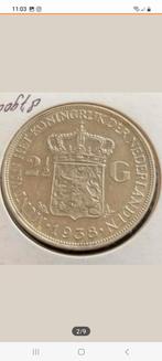 2 1/2 GULDEN WILHELMINA GROF HAAR KAVEL 307, Postzegels en Munten, Munten | Nederland, Verzenden, Zilver, Koningin Wilhelmina