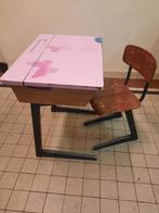 Vintage schoolbureautje - tafel met stoeltje geschilderd, Kinderen en Baby's, Kinderkamer | Tafels en Stoelen, Gebruikt, Tafel(s) en Stoel(en)