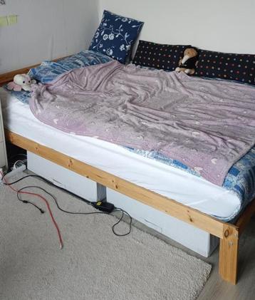 Ikea NEIDEN bedframe 140x200 + LUROY wooden planks beschikbaar voor biedingen