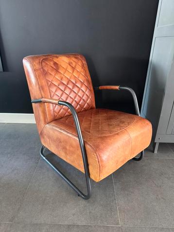 Stoere vintage leren fauteuil cognac, zgan beschikbaar voor biedingen