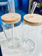 Latte Macchiato Glazen met Rietje en Deksel - Set van 2, Ophalen, Zo goed als nieuw