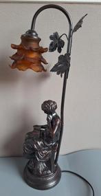 Prachtige tafellamp art nouveau stijl met brons look, Ophalen of Verzenden, 50 tot 75 cm