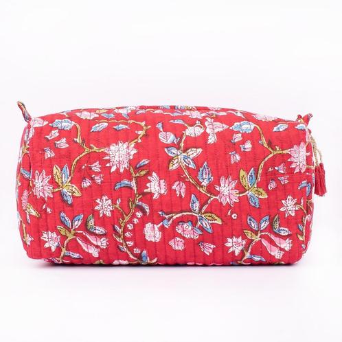 Bohemian toilettas rood gebloemd van Bambooya - Large, Sieraden, Tassen en Uiterlijk, Toilettassen, Nieuw, Dame, Rood, Ophalen of Verzenden