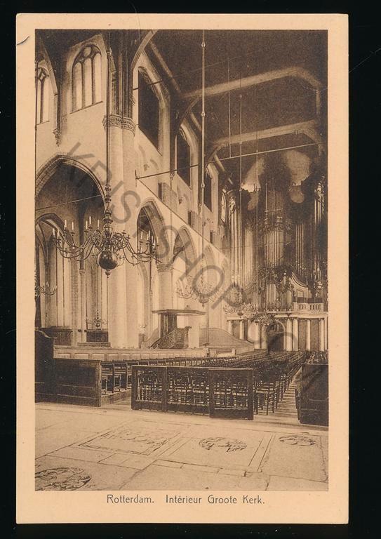 Rotterdam - Interieur Groote Kerk [KRST009-3011, Verzamelen, Ansichtkaarten | Nederland, Ongelopen, Zuid-Holland, 1940 tot 1960
