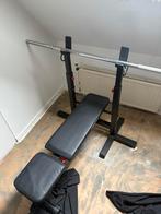 Halterbank verstelbaar + stang, Sport en Fitness, Fitnessmaterialen, Ophalen, Zo goed als nieuw, Fitnessbank