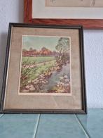 Oud Lijstje met oude boerderij., Antiek en Kunst, Kunst | Schilderijen | Klassiek, Ophalen of Verzenden