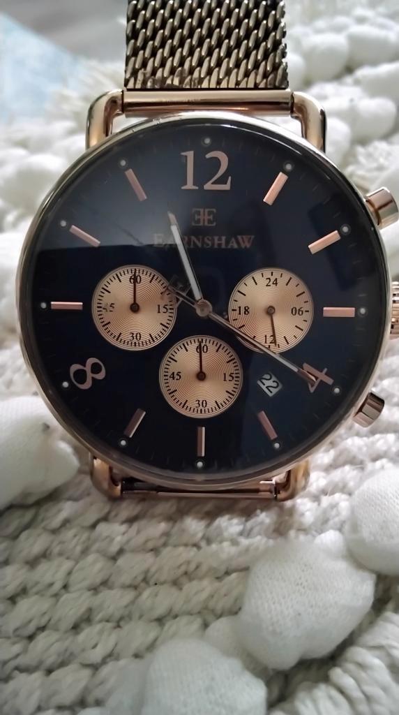 Stijlvol Thomas Earnshaw herenhorloge met roségouden band, Sieraden, Tassen en Uiterlijk, Horloges | Heren, Zo goed als nieuw