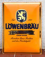 Löwenbrau Emaille Bier reclame, Ophalen, Gebruikt, Reclamebord, Plaat of Schild, Overige merken