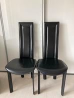 Zwarte leren stoelen (2 stuks), Huis en Inrichting, Stoelen, Ophalen, Twee, Zwart, Leer