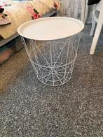 Bijzettafeltje wit metaal, Ophalen, Minder dan 55 cm, Metaal of Aluminium, Rond
