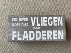 Houten tekstplank/tekstbord - 9x20 cm - Taupe - Handgemaakt, Ophalen of Verzenden, Nieuw