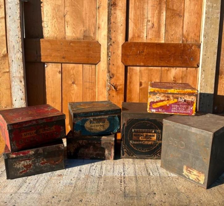 Winkelblikken verkoop origineel koek Jamin PARTIJ VAN 7 STUK, Verzamelen, Blikken, Gebruikt, Beschuit, Verkade, Ophalen of Verzenden