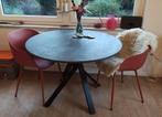 Mooie ronde tafel, eettafel rond stalen poten steen zwart, Huis en Inrichting, Tafels | Eettafels, 100 tot 150 cm, 100 tot 150 cm
