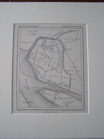 Antiek landkaartje gemeente Goudswaard uit 1865 veel details beschikbaar voor biedingen