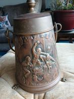 Bewerkte koperen ketel / doofpot met deksel, Ophalen of Verzenden