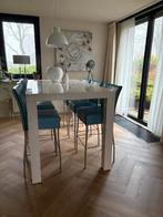 Stijlvolle Goossens "ZEN" bartafel met 8 stoelen, Ophalen, Gebruikt, 100 tot 150 cm, Vijf personen of meer