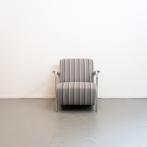 2x Leolux Scylla Fauteuil Laag Gestreepte Stof - Grijs Leer, Huis en Inrichting, Niet ingevuld, Metaal, Niet ingevuld, 75 tot 100 cm