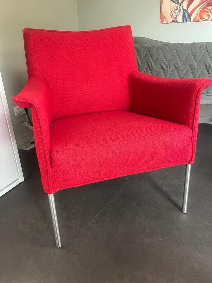 design on stock, Limec, rood 3stuks, Huis en Inrichting, Fauteuils, Zo goed als nieuw, Metaal, Stof, 50 tot 75 cm, 75 tot 100 cm