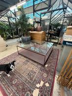 Stalen Salontafel met Glasplaat - Plantentafel, Ophalen, Gebruikt, 50 tot 100 cm, 100 tot 150 cm