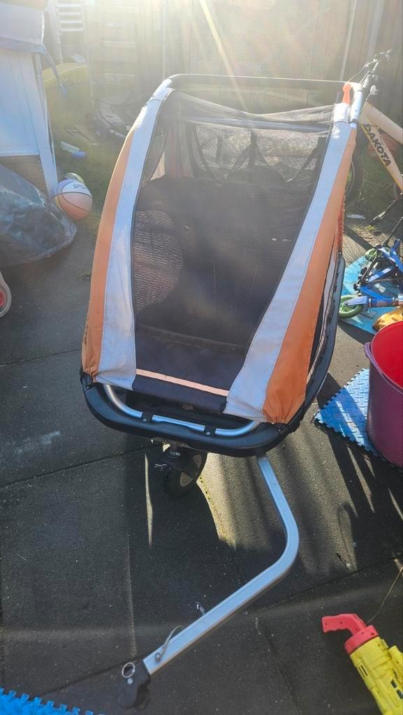 Kidcar Kinderfietskar voor 2 kinderen, Fietsen en Brommers, Fietsaccessoires | Aanhangers en Karren, Gebruikt, Kinderkar, Opvouwbaar