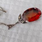 Zilveren ketting met Ruby steen en zilveren hanger, Ophalen of Verzenden, Zilver, Ketting