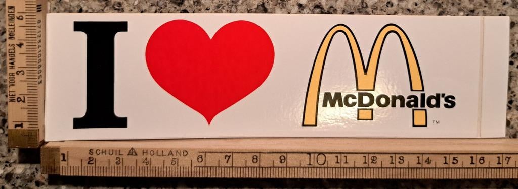 Vintage sticker I ️️  MC DONALD'S logo merk, Ophalen of Verzenden, Zo goed als nieuw