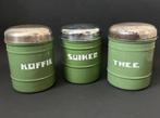 Reseda Groen Koffie, Thee & Suiker Voorraadbussen, Antiek en Kunst, Antiek | Emaille, Ophalen of Verzenden