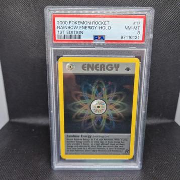 Rainbow Energy Holo 1st Edition Rocket PSA 8 beschikbaar voor biedingen