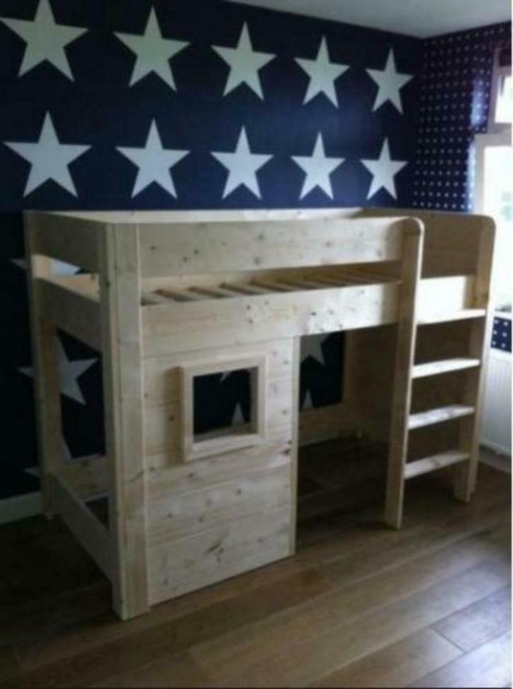 Steigerhouten Half hoogslaper model Apeldoorn nieuw!, Kinderen en Baby's, Kinderkamer | Stapelbedden en Hoogslapers, Nieuw, Stapelbed