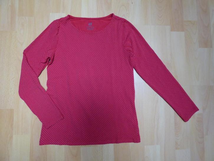 Rode longsleeve H&M met witte stipjes, maat 134/140 NIEUW!, Kinderen en Baby's, Kinderkleding | Maat 134, Nieuw, Meisje, Shirt of Longsleeve