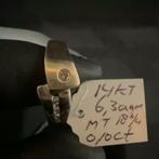 Dames ring geel-/wit goud, 14 kt met 0.10 ct brilj mt 18 3/4, 18 tot 19, Ophalen of Verzenden, Zo goed als nieuw, Met edelsteen