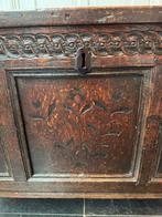 17e Eeuwse Engelse Eikenhouten Kist met Inlegwerk. Origineel, Ophalen