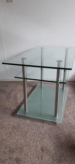 Glazen bijzet tafel, Ophalen of Verzenden, 75 cm of meer, Rechthoekig, Glas