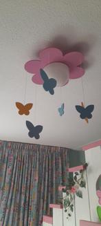 Plafond lamp Bloem met vlinders., Bloem/Vlinders/meisjes, Gebruikt, Ophalen of Verzenden, Hout