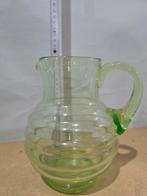 Antieke Glazen Kan - Groen, Gebruikt, Ophalen of Verzenden, Glas, Minder dan 50 cm