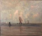 Schilderij - Hollandse School, XIX eeuw - ‘Zeegezicht’., Antiek en Kunst, Ophalen of Verzenden