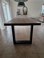 Eetkamertafel, houten blad met twee metalen U poten, Huis en Inrichting, Tafels | Eettafels, Ophalen, 200 cm of meer, 50 tot 100 cm