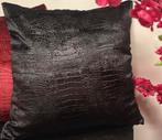 Luxe Eric Kuster Stijl Croco Kussen - Zwart, Ophalen of Verzenden, Nieuw, Zwart, Vierkant