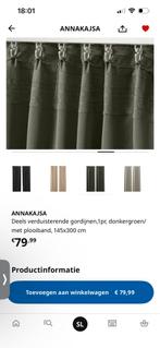 ANNAKAJSA Verduisterende Gordijnen ikea - Donkergroen 4st., Ophalen, 100 tot 150 cm, 200 cm of meer, Zo goed als nieuw