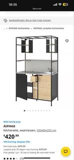 IKEA ÄSPINGE Complete Keuken - Zwart/Essen, Zwart, Nieuw, Enkelwandige keuken, Ophalen of Verzenden
