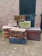 Oude antiek vintage kist hutkoffer schatkist deventer koffer, Gebruikt, Ophalen of Verzenden