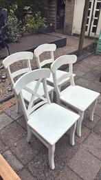 4 houten eetkamerstoelem, Ophalen, Gebruikt, Hout