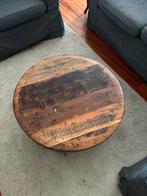 Industriele salontafel rond 75cm mangohout en metaal, Ophalen, 50 tot 100 cm, Rond, 50 tot 100 cm