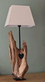 Drijfhout Lamp met Stoffen Kap en Houten Hart, Huis en Inrichting, Lampen | Vloerlampen, Metaal, Ophalen of Verzenden, Zo goed als nieuw