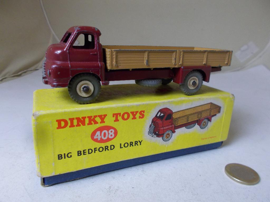 1956 Dinky Toys 408 BIG BEDFORD LORRY + ORG. PICTURE DOOS!, Hobby en Vrije tijd, Modelauto's | 1:43, Ophalen of Verzenden, Zo goed als nieuw