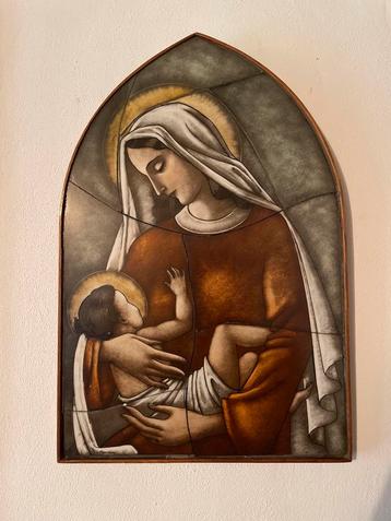 Gebroeders van Paridon opaliet schilderij Maria met Jezus beschikbaar voor biedingen